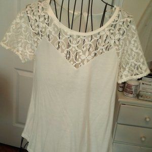 NWT White Lace Silky Blouse Size XS